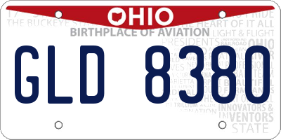 OH license plate GLD8380