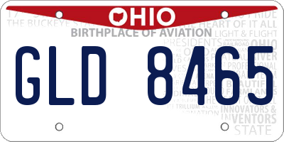 OH license plate GLD8465