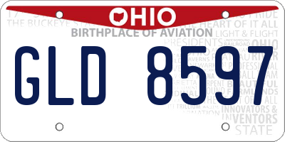 OH license plate GLD8597