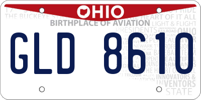 OH license plate GLD8610