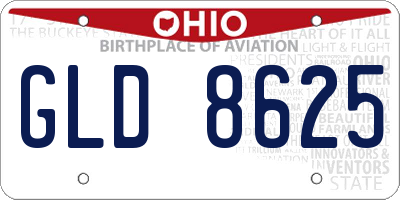 OH license plate GLD8625