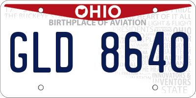 OH license plate GLD8640