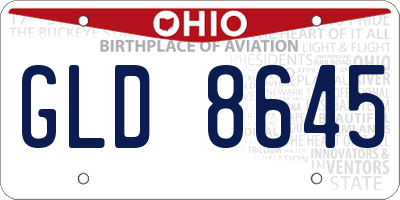 OH license plate GLD8645