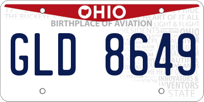OH license plate GLD8649