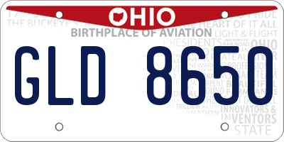OH license plate GLD8650