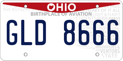 OH license plate GLD8666