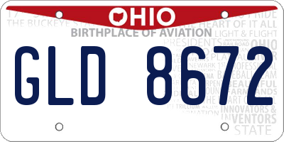 OH license plate GLD8672