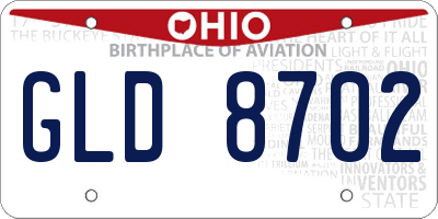 OH license plate GLD8702