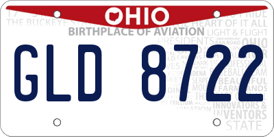 OH license plate GLD8722