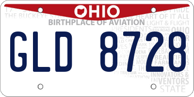 OH license plate GLD8728