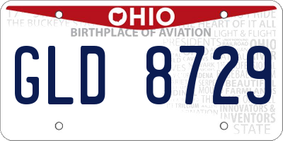 OH license plate GLD8729