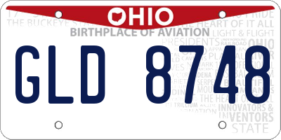 OH license plate GLD8748
