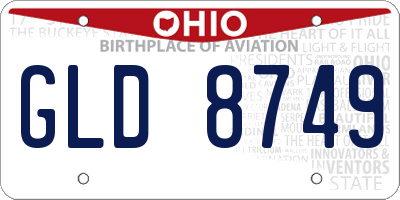 OH license plate GLD8749