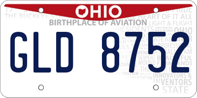 OH license plate GLD8752