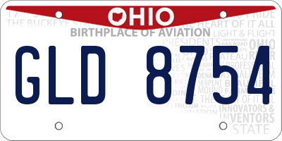 OH license plate GLD8754