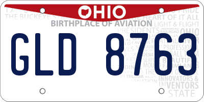 OH license plate GLD8763