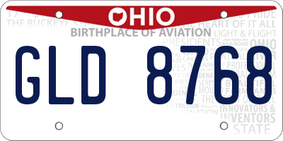 OH license plate GLD8768