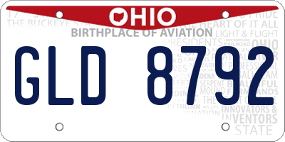 OH license plate GLD8792