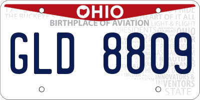OH license plate GLD8809