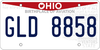 OH license plate GLD8858