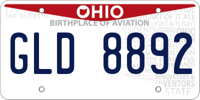 OH license plate GLD8892
