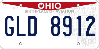 OH license plate GLD8912