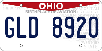 OH license plate GLD8920