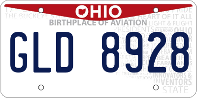 OH license plate GLD8928
