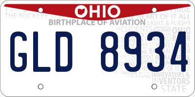 OH license plate GLD8934