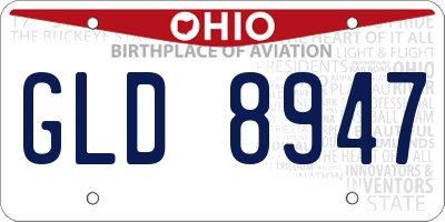 OH license plate GLD8947