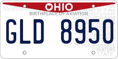 OH license plate GLD8950
