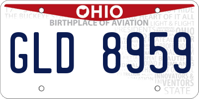 OH license plate GLD8959