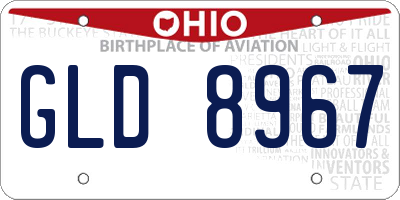 OH license plate GLD8967