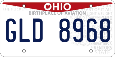 OH license plate GLD8968