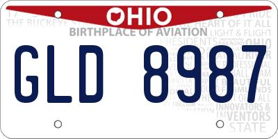 OH license plate GLD8987