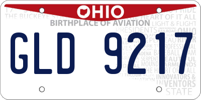 OH license plate GLD9217