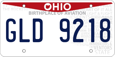 OH license plate GLD9218