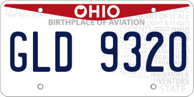 OH license plate GLD9320