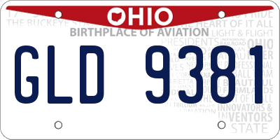OH license plate GLD9381