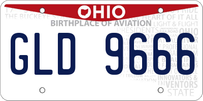 OH license plate GLD9666