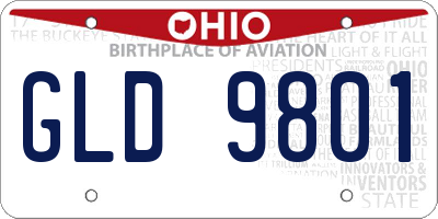 OH license plate GLD9801
