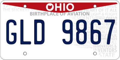 OH license plate GLD9867