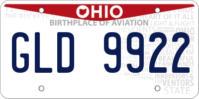 OH license plate GLD9922
