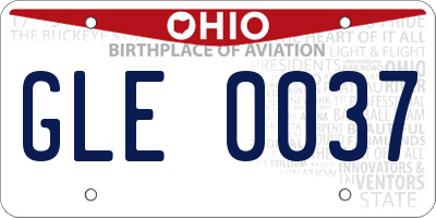 OH license plate GLE0037