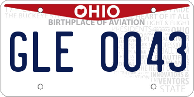 OH license plate GLE0043