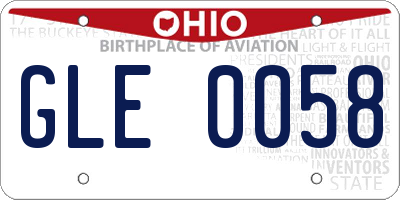 OH license plate GLE0058