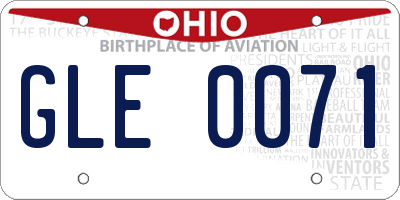 OH license plate GLE0071