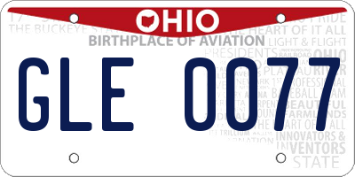 OH license plate GLE0077