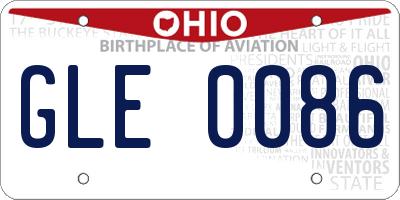 OH license plate GLE0086
