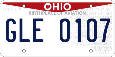 OH license plate GLE0107